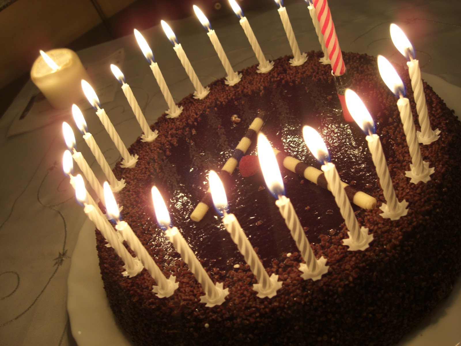 images birthday cake with burning candles